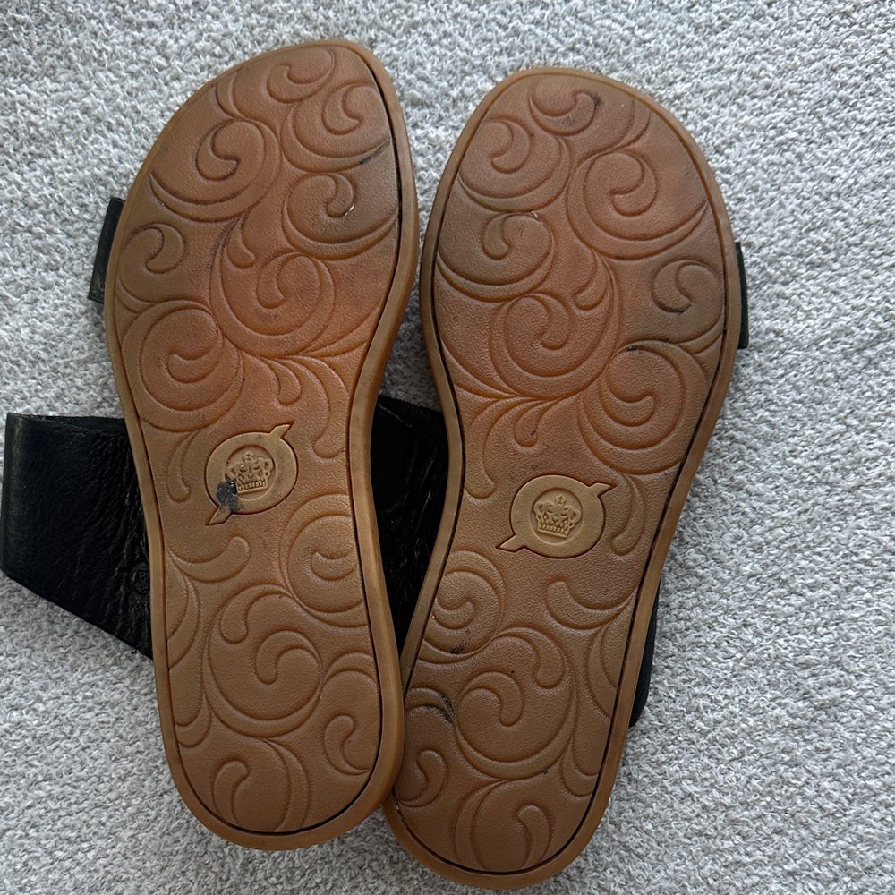 Born Black Leather Double-Strap Slide Sandals - Women 9 - Picture 3 of 8